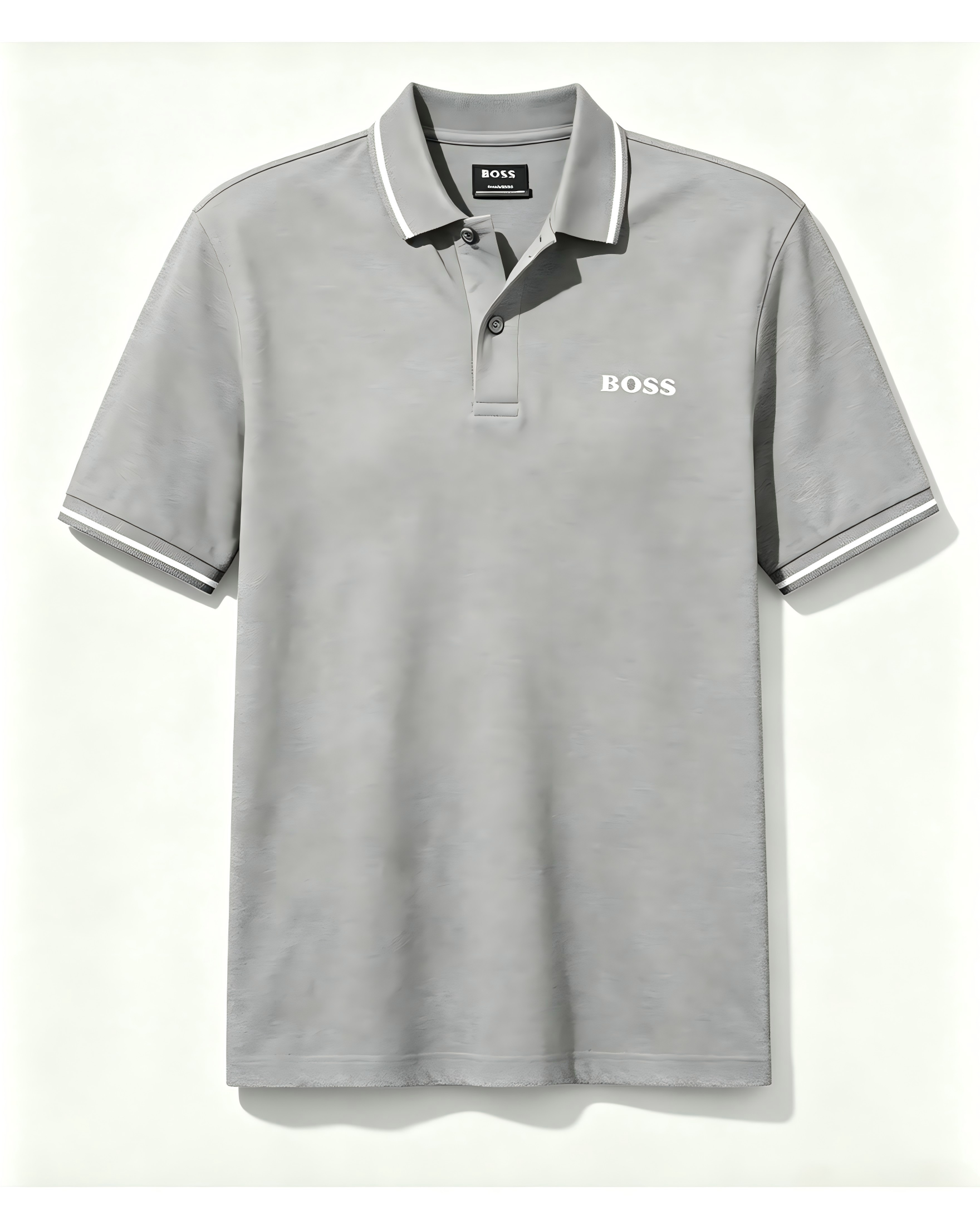 Men's Casual Short-Sleeve Polo Shirt with Striped Collar
