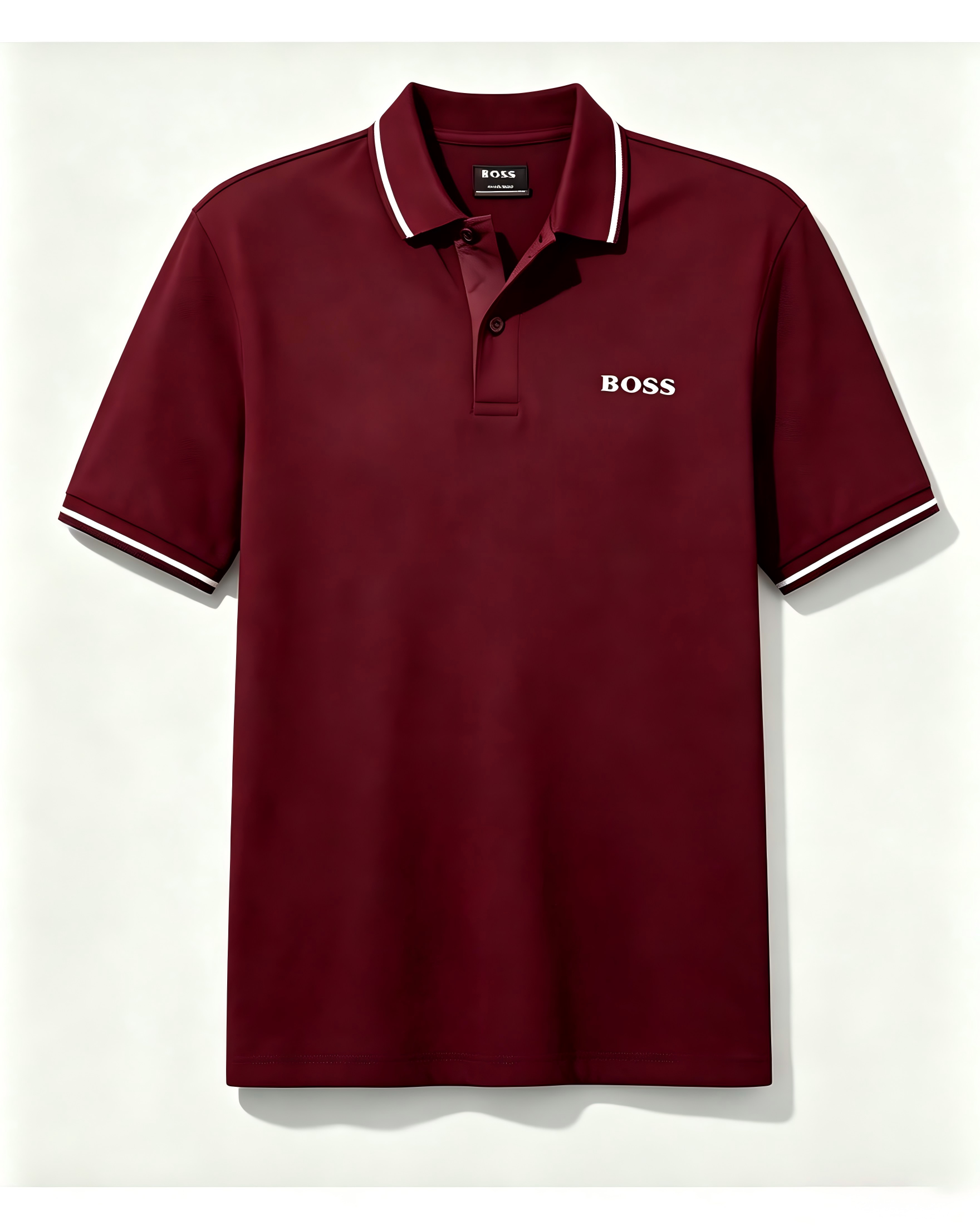 Men's Casual Short-Sleeve Polo Shirt with Striped Collar