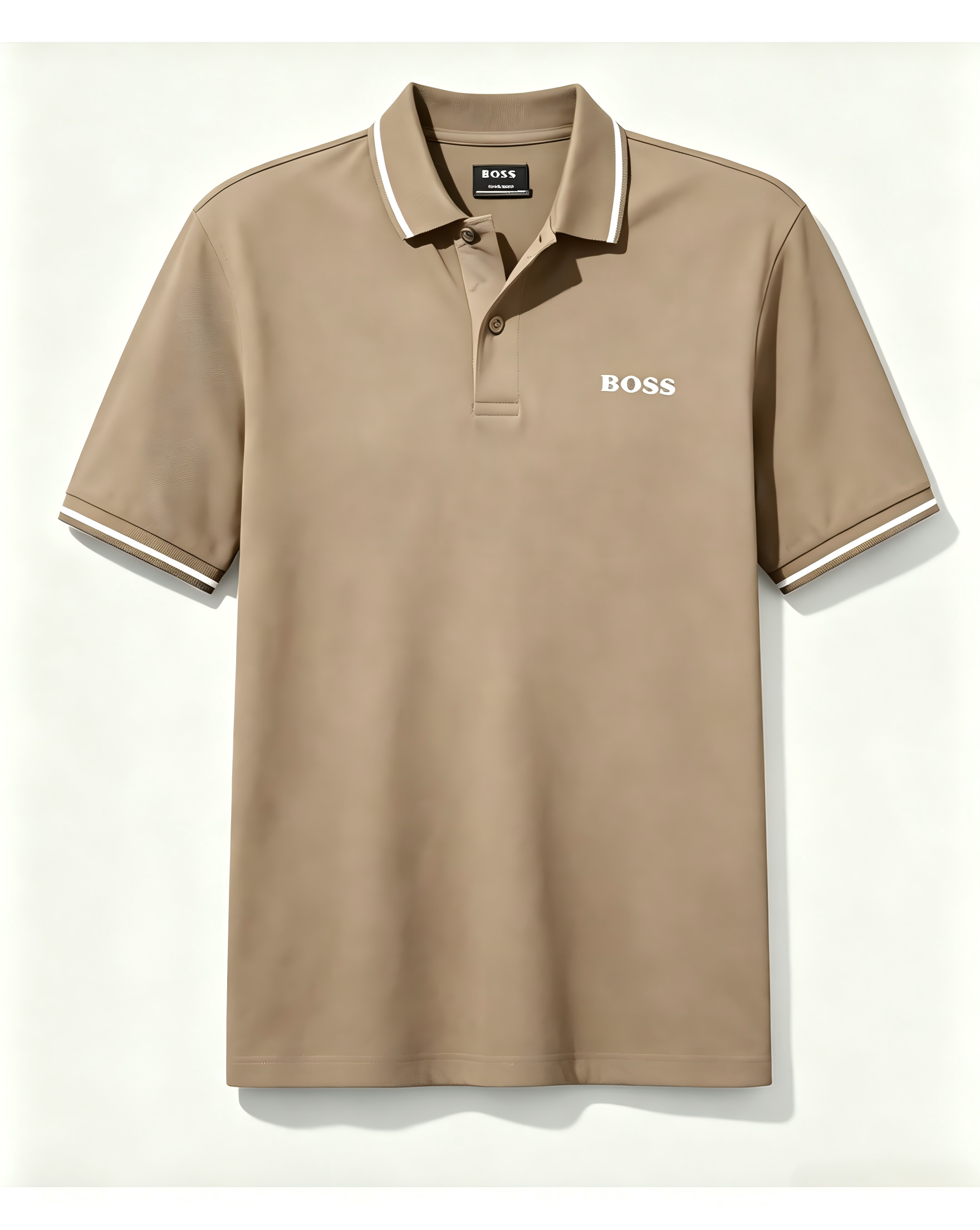 Men's Casual Short-Sleeve Polo Shirt with Striped Collar