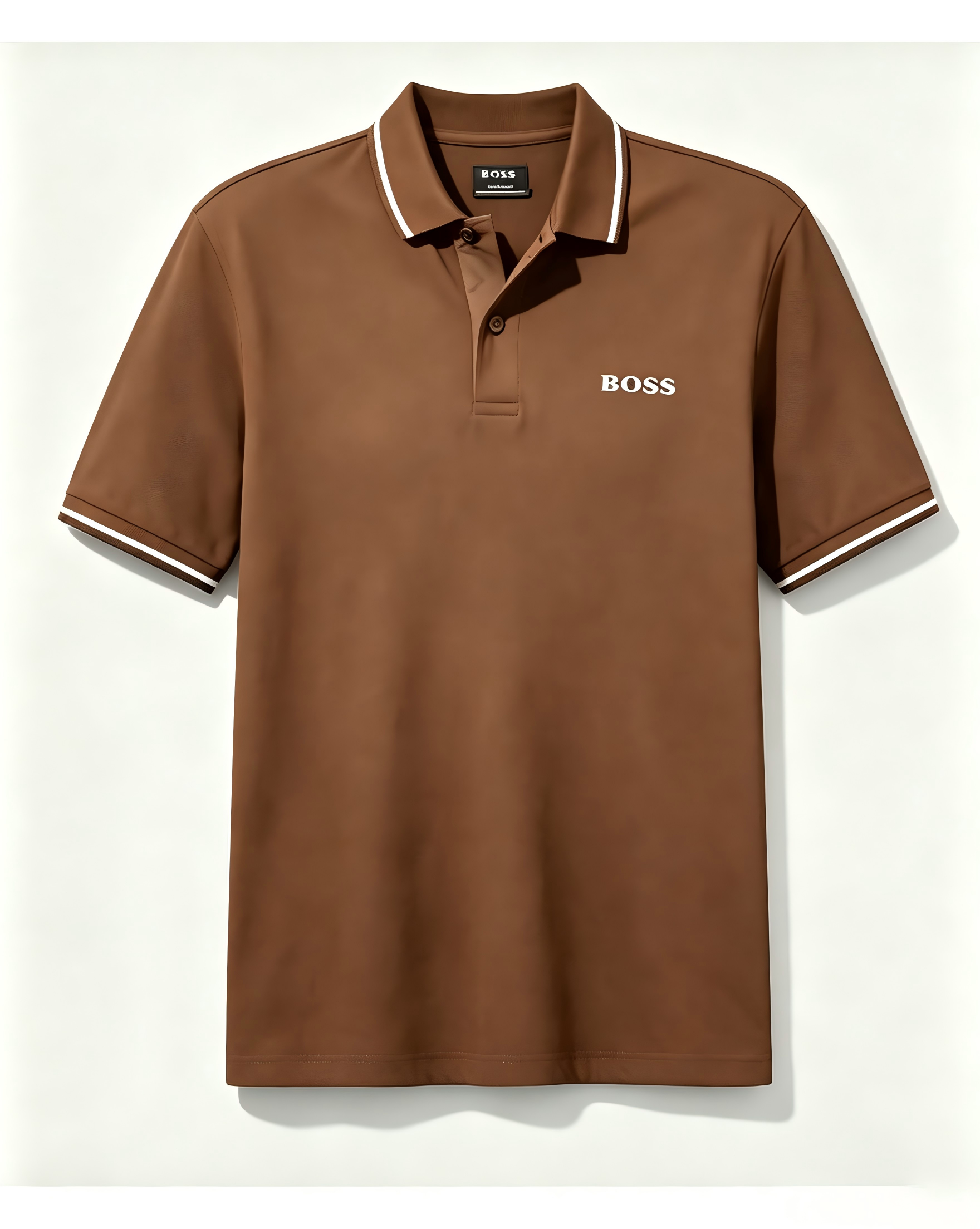 Men's Casual Short-Sleeve Polo Shirt with Striped Collar