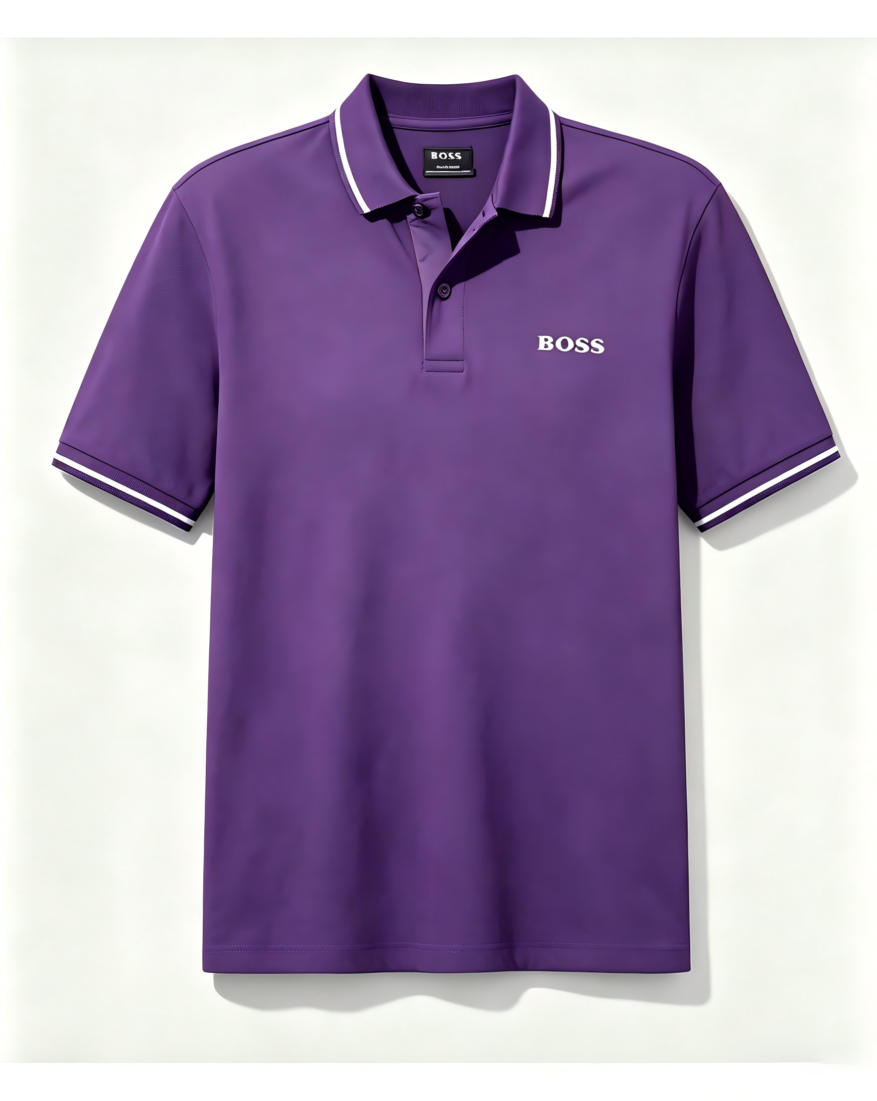 Men's Casual Short-Sleeve Polo Shirt with Striped Collar
