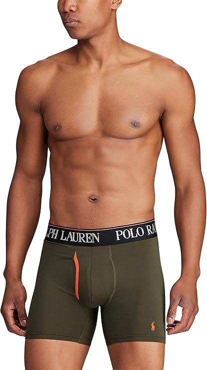POLO RALPH LAUREN Men's Underwear Boxer Briefs Pack, 3-Pack, 4D Flex Cooling Microfiber Underwear, Wicking Boxer Briefs