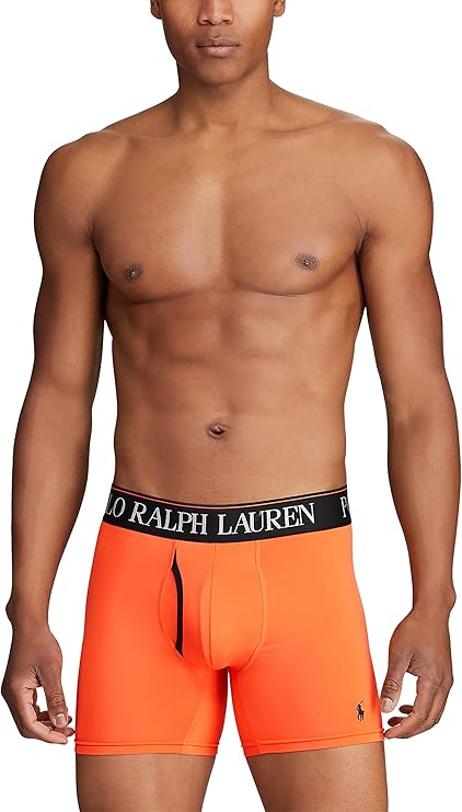 POLO RALPH LAUREN Men's Underwear Boxer Briefs Pack, 3-Pack, 4D Flex Cooling Microfiber Underwear, Wicking Boxer Briefs