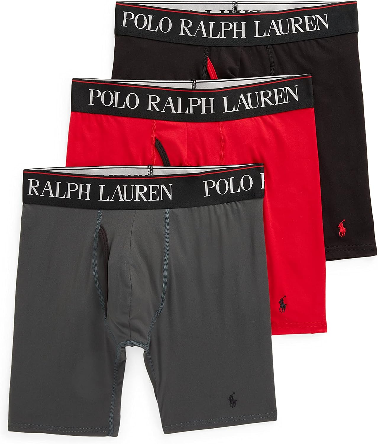 POLO RALPH LAUREN Men's Underwear Boxer Briefs Pack, 3-Pack, 4D Flex Cooling Microfiber Underwear, Wicking Boxer Briefs